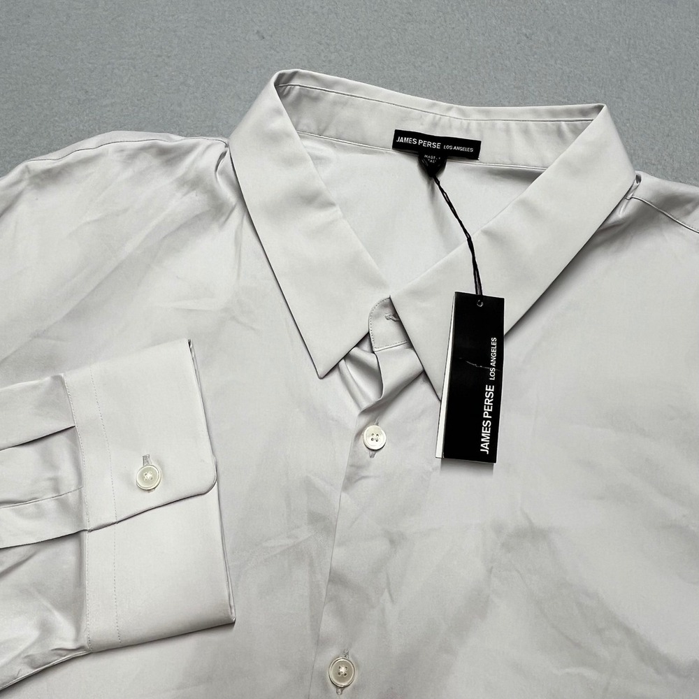 James Perse Mens Button Down Shirt Style MCJ3802 Size 5 Silver‎